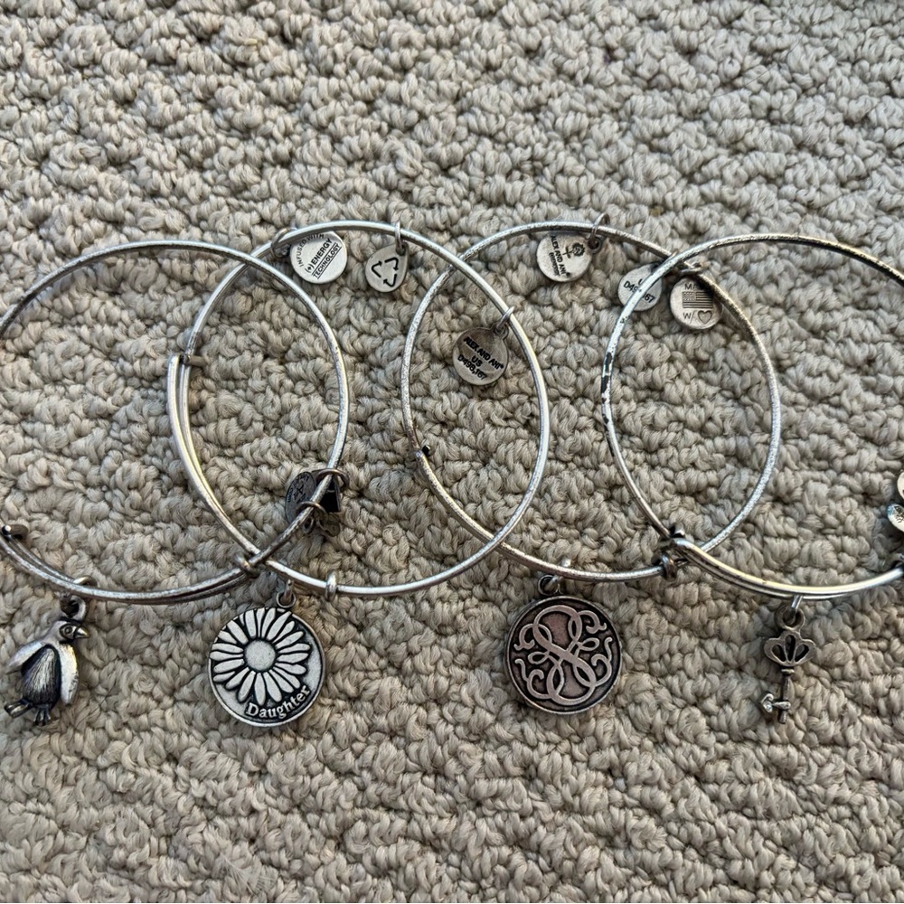 Alex and Ani Silver Charm Bracelet Trio